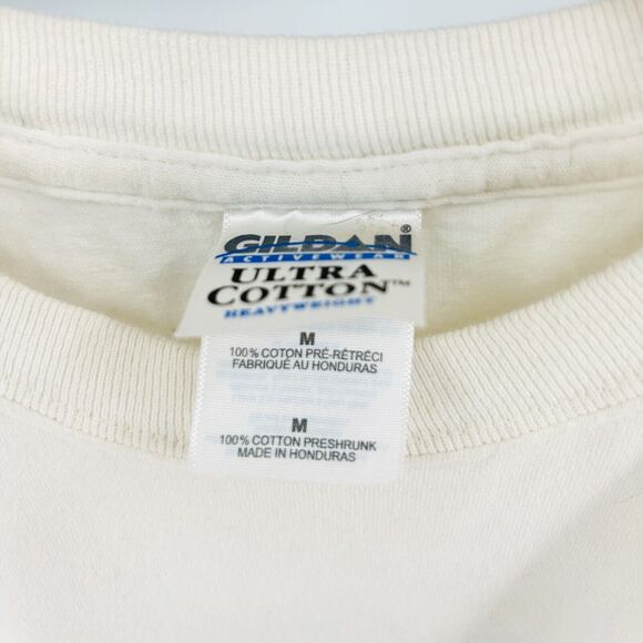 Vintage 90s Absolut Charleston Cream Blue Graphic 100% CottonT-Shirt - Picture 7 of 10